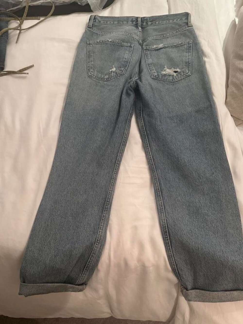 AGOLDE Mid Rise Ripped Blue Jeans Size 26 - Picture 2 of 3